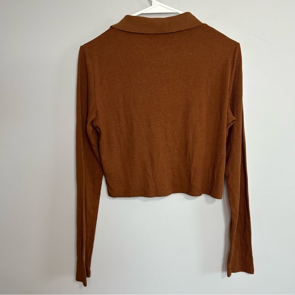 NWT American Eagle Outfitters Brown Button-Down Stretch Shirt Women’s Medium - Picture 5 of 6